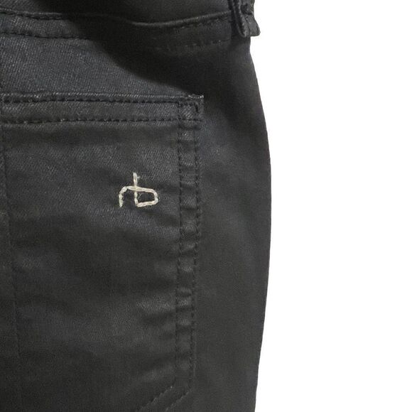 Rag & Bone Women's Black Moto Jeans Lamb Leather with Denim Skinny Jeans Size 26 - Picture 4 of 9